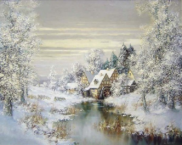  Paysage de neige en peinture