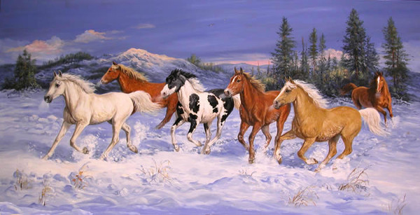  Chevaux l'hiver de Linda Picken