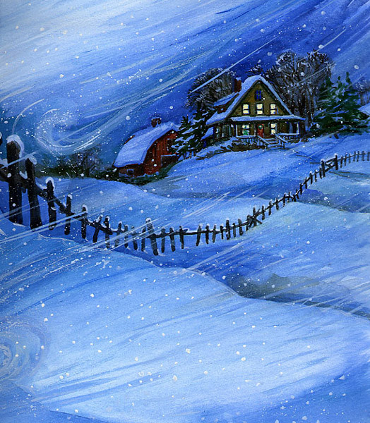 Paysage de neige en peinture