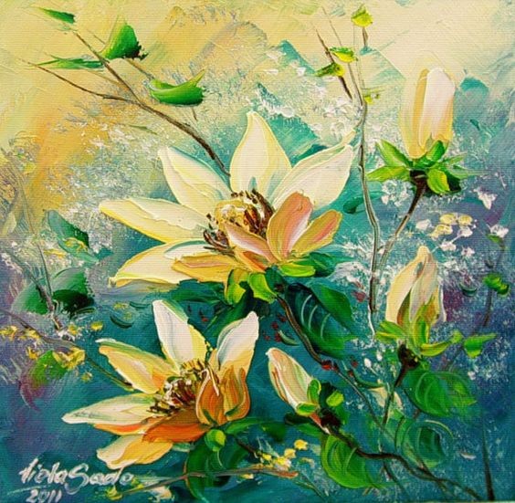 Fleurs en peinture