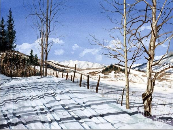 Paysage de neige en peinture