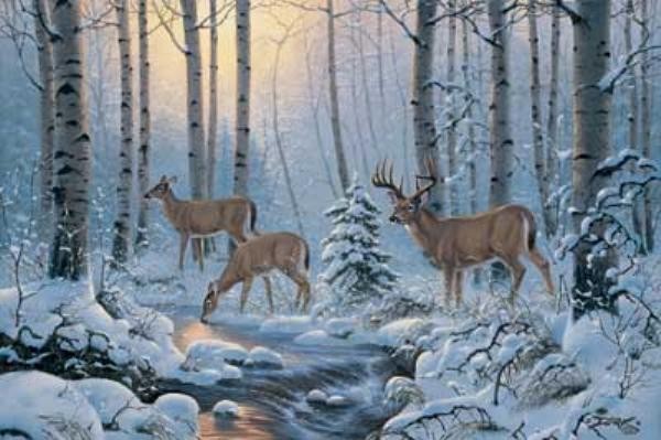 Paysage de neige en peinture