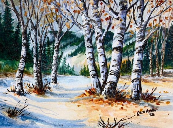 Paysage de neige en peinture