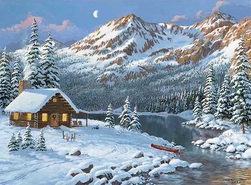 Paysage de neige en peinture