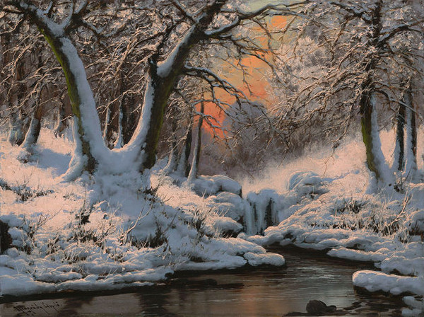 Paysage de neige en peinture