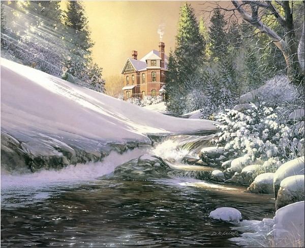 Paysage de neige en peinture