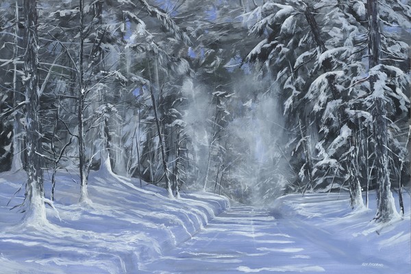 Paysage de neige en peinture