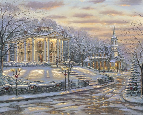 Paysage de neige en peinture