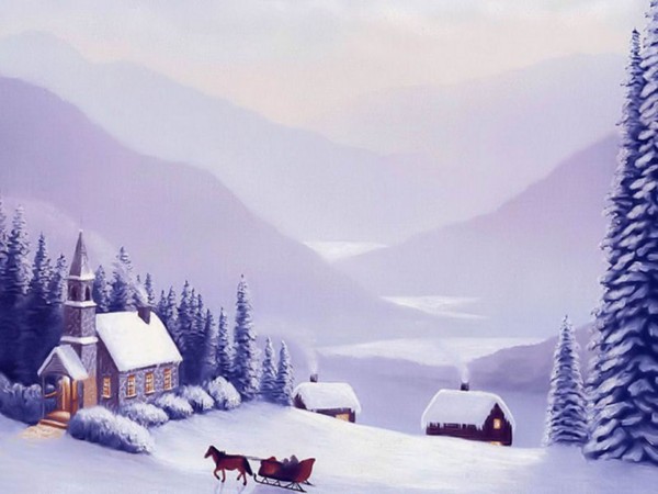 Paysage de neige en peinture