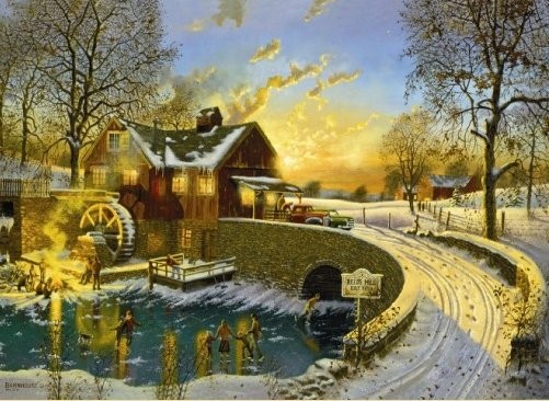 Paysage de neige en peinture