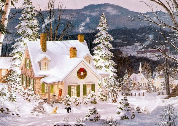 Paysage de neige - Noël en peinture