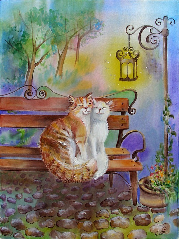 Peinture sur soie d' Annette Loginova 