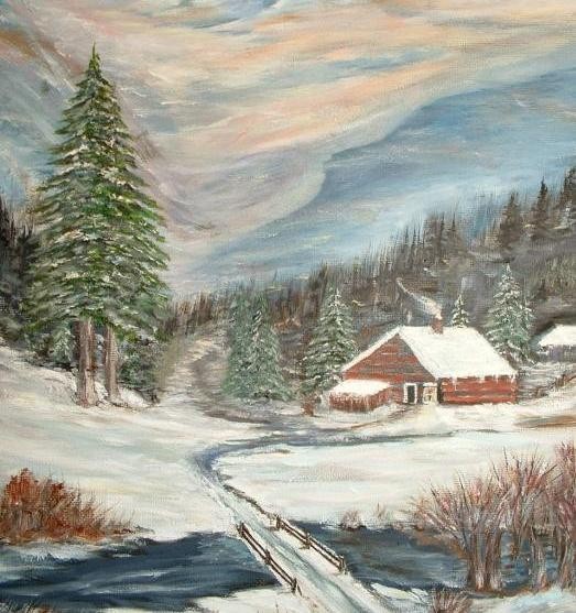 Paysage de neige en peinture