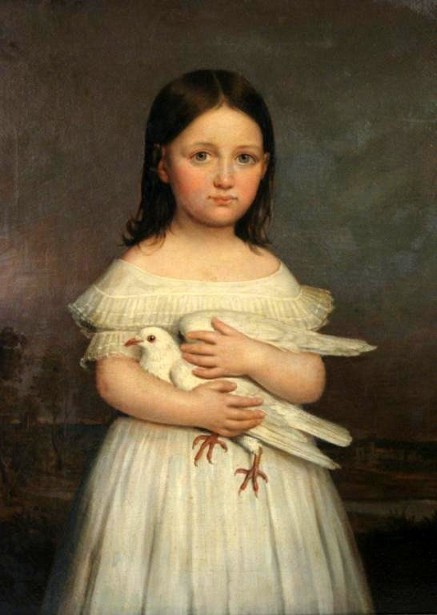 Enfant  en peinture de  Jacques Guillaume Lucien Amans.