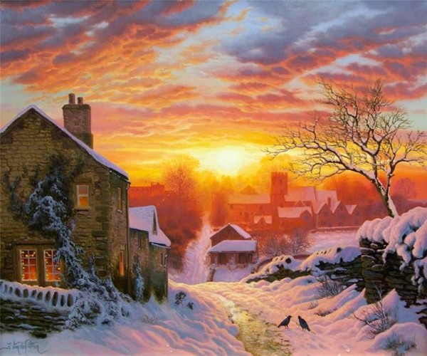 Paysage de neige en peinture