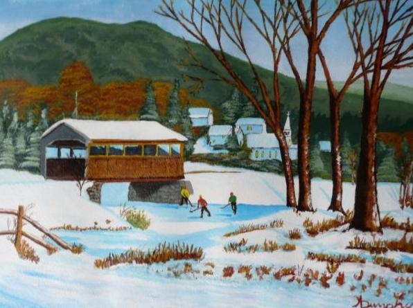 Paysage de neige en peinture